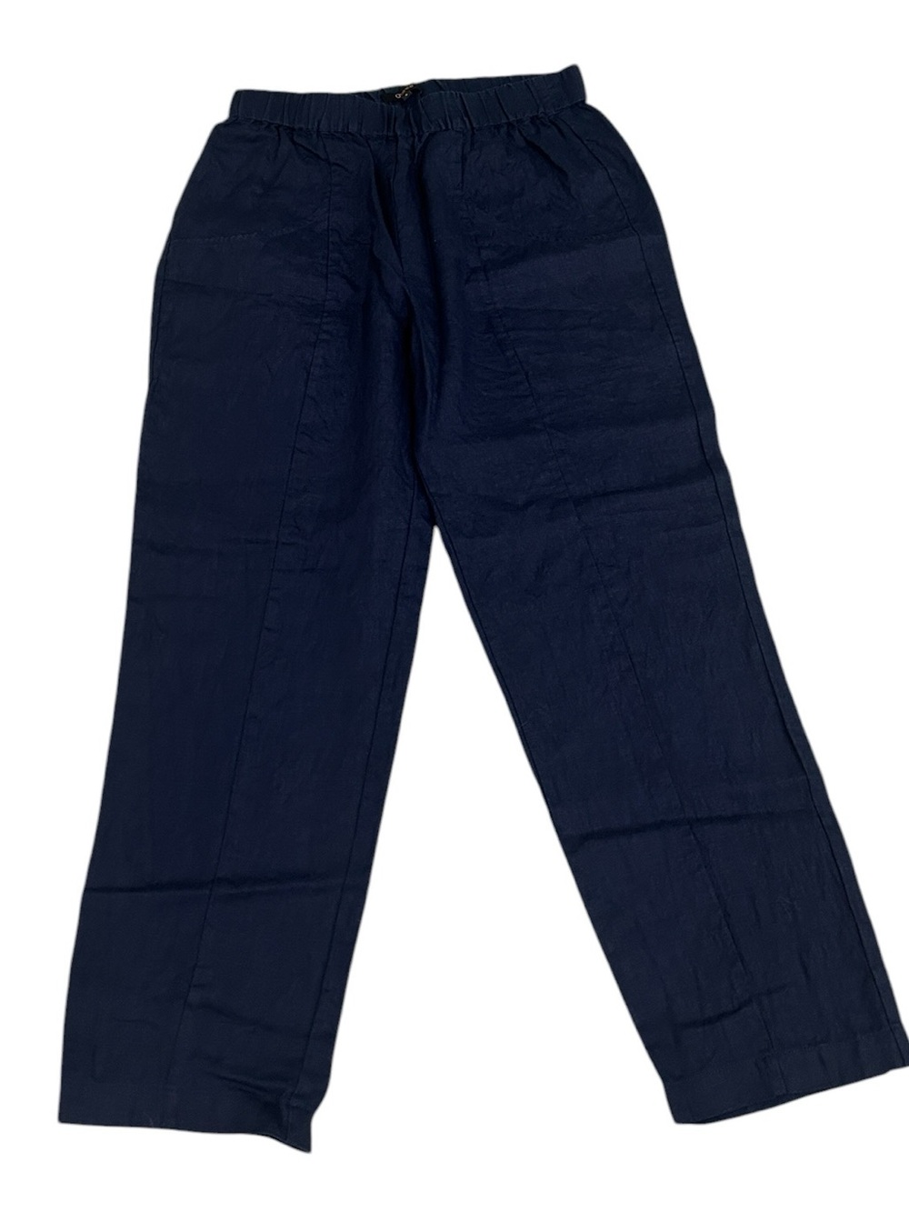 Quince Navy Elastic-Waist pull on premium 100% linen pants size small